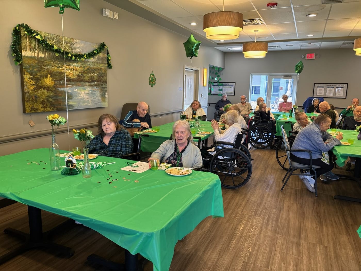 Residents eating together