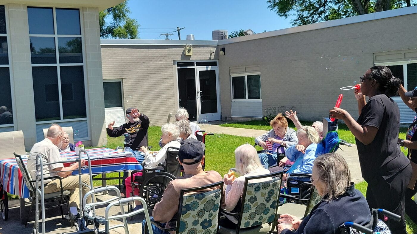 Residents enjoying activities outside