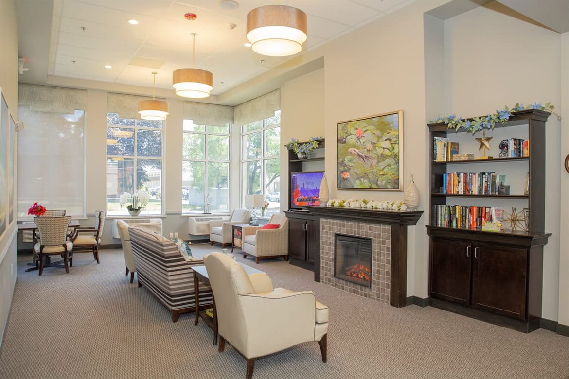 Community living room promotes socializing.